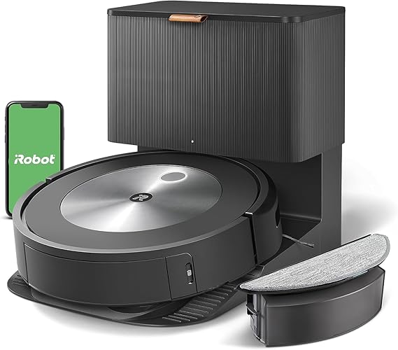 iRobot Roomba Combo j5+ Self-Emptying Robot Vacuum & Mop – Identifies and Avoids Obstacles Like Pet Waste & Cords, Empties Itself for 60 Days, Clean by Room with Smart Mapping, Works with Alexa​ - 60-day Wet Dry