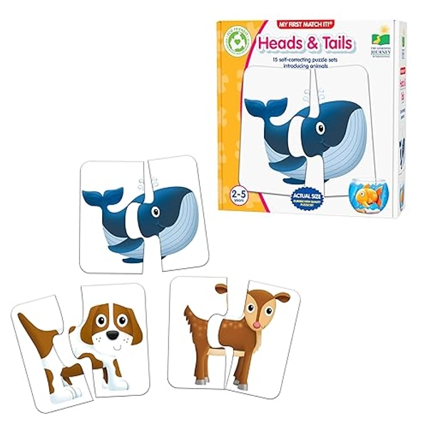 The Learning Journey: My First Match It - Head and Tails - 15 Piece Self-Correcting Animal Matching Puzzles - Learning Toys for Toddlers 1-3 - Award Winning Toys - Heads & Tails