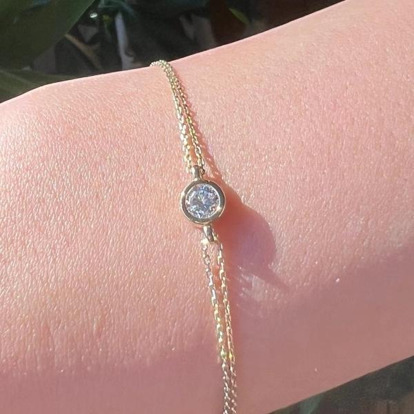 Gold Birth Stone Bracelet, 14k Solid Gold Dainty Bracelet for Her, Handmade Fine Jewelry by Selanica - Etsy