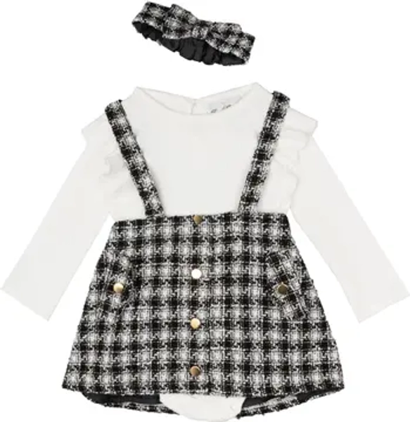 Rare Editions Tweed Dress, Ruffled Bodysuit & Headband Set | Nordstromrack