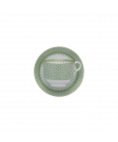 APPLE GREEN LACE TEA CUP & SAUCER