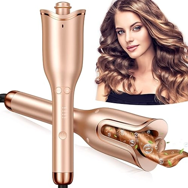 Automatic Curling Iron, Professional Automatic Hair Curler with 1" Curling Iron Large Slot & 4 Temperature & 3 Timer, Dual Voltage Anti-Tangle Rotating Curling Iron with Auto Shut-Off for Hair Styling