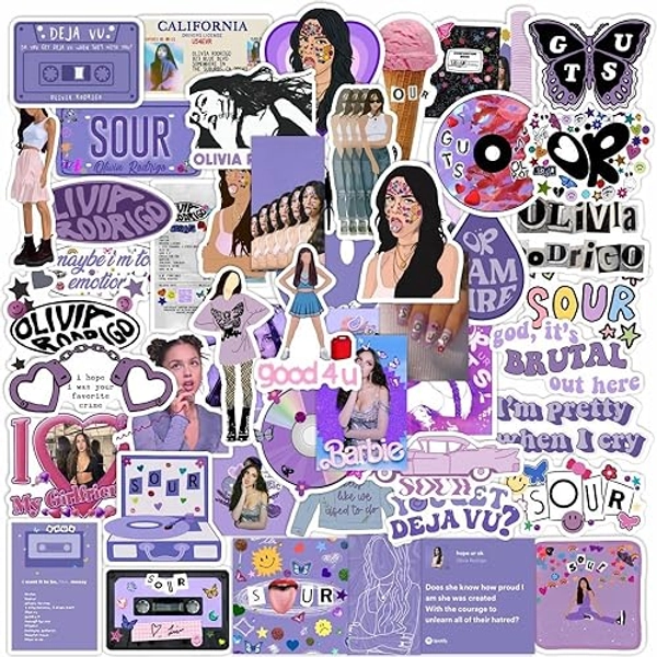 50 pcs, Olivia Music Sticker, Female Pop Singer, Lyrics, Waterproof Vinyl Sticker. Rodrigo. Concert Sticker Decor Laptop Stickers, Water Bottle Stickers, Phone Decoration, Party Favors