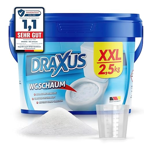 DRAXUS WC Schaum im XXL Pack (2,5kg), Extra Stark, WC Reiniger entfernt kraftvoll Kalk & Urinstein, Sorgt für Glanz und frischen Duft - 2.5 kg (1er Pack)