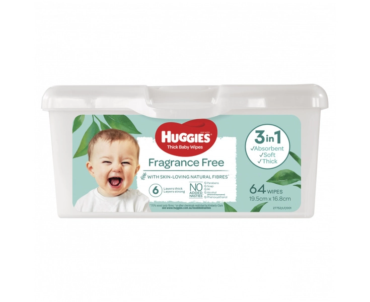 Huggies Unscented Wipes - Pop up Tub 64's