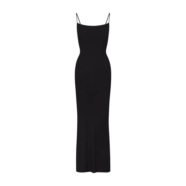 SOFT LOUNGE PETITE LONG SLIP DRESS | ONYX | XXSP