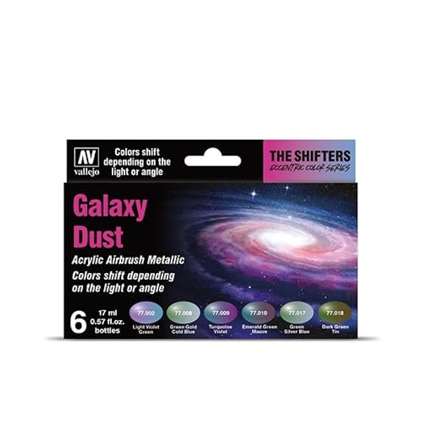 Vallejo - The Shifters Galaxy Dust | Set of 6 Metallic Acrylic Airbrush Colours | Ideal for Painting Fantasy Figures and Wargames | Contains 6 Bottles x 17 ml (0.57 fl.oz.) - Galaxy Dust