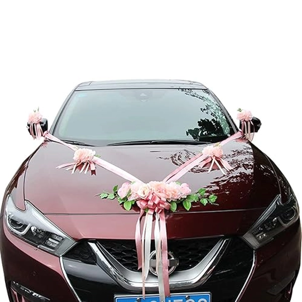 Autoschmuck Hochzeit,Braut Paar Rose Blumen Deko Auto Schmuck Brautwagen Girlande Band Dekoration Wedding Hochzeitsauto Deko Hochzeit Auto Dekoration Hochzeitsdekoration,Hochzeitsdeko Auto,Rosa - Rosa
