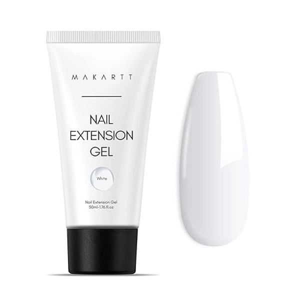 Makartt Poly Nail Gel,White,50ML,Nail Extension Gel for French Manicure Gel Builder Hard Gel for Nails Strengthener-Long-Lasting and Easy to Use Supplies for Salon Nail Art Design Easy DIY at Home - Bright White