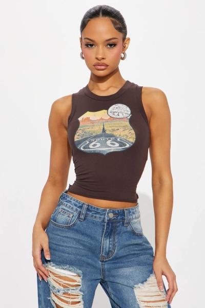 Route 66 Highway Tank Top - Brown