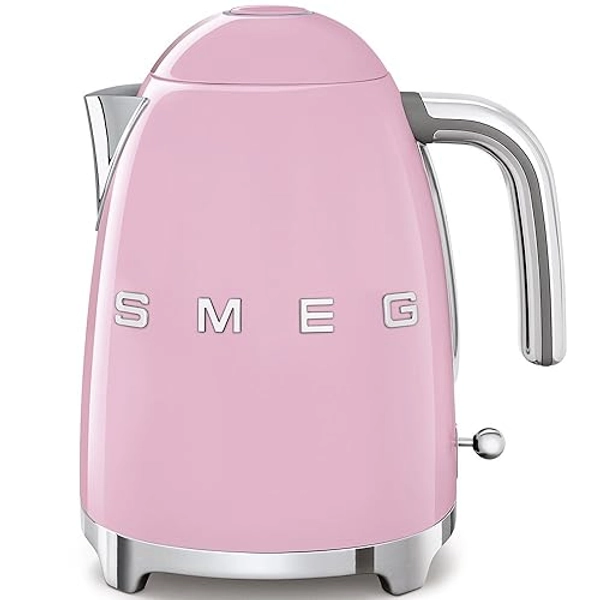 SMEG 50's Retro Style Electric Water Kettle with Automatic Shutoff, Removable Base, and Water Indicator, KLF03PKUS, Pink - Pink