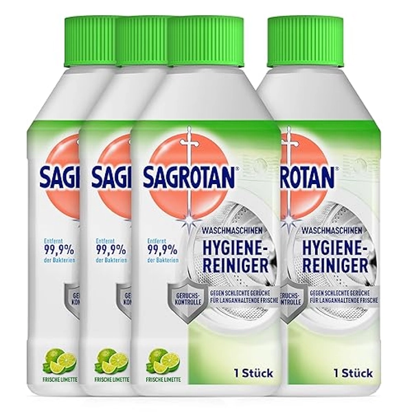 Sagrotan Waschmaschinen Hygiene-Reiniger Frische Limette – Maschinenreiniger für eine hygienische Waschmaschine – 4 x 250 ml - 250 ml (4er Pack)