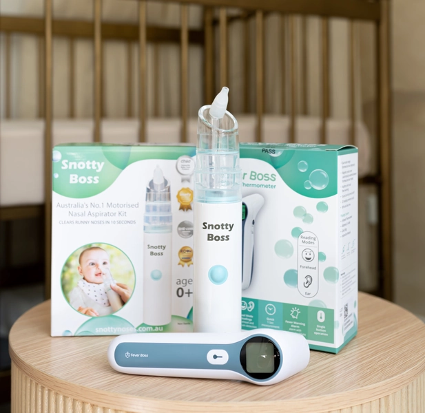 Snotty Boss Nasal Aspirator Kit + Snotty Fever Infrared Thermometer Bundle