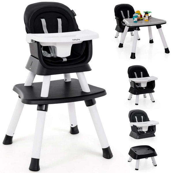 MULTIGOT Silla Alta para Bebé 8 en 1 con Cojines de Doble Capa Multifuncional para Niños Pequeños Negro