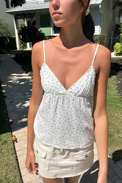 Edith Floral Tank | White and Grey Floral / XS/S