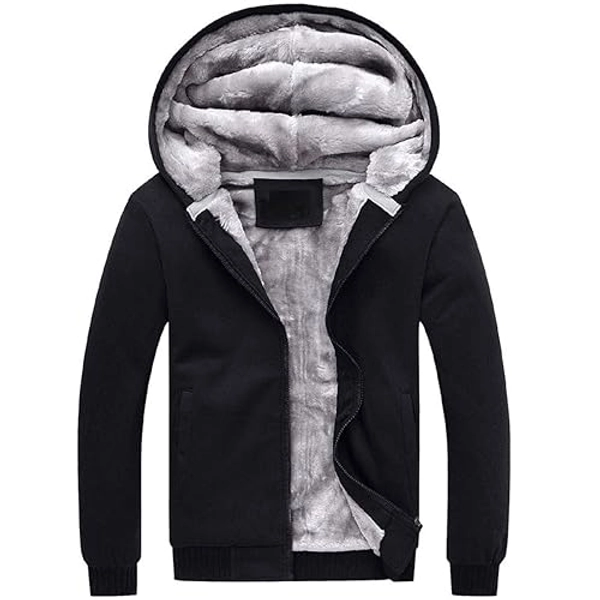 PUWEI Women's Winter Warm Fleece Jackets Thick Sherpa Lined Zip up Hoodies Heavyweight Sweatshirt Coat - Large - Black