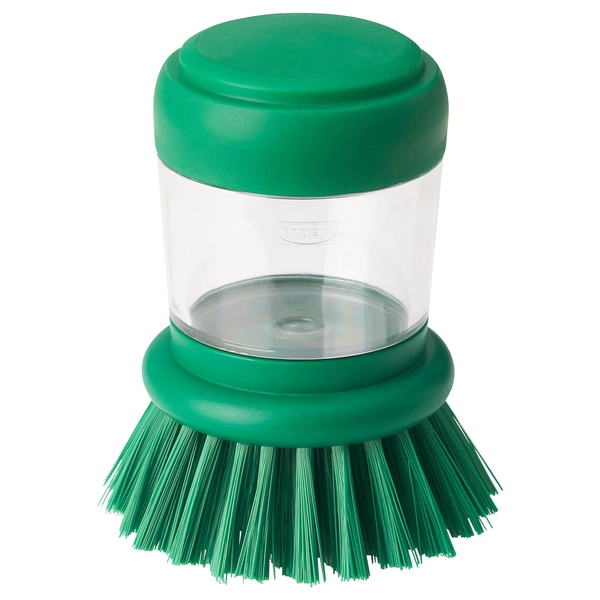 VIDEVECKMAL Dish brush with soap dispenser - bright green