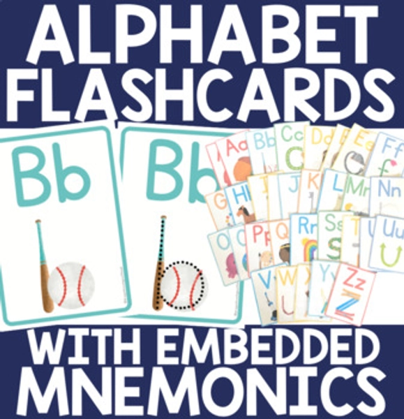 Alphabet Flashcards with Embedded Mnemonics - Science of Reading