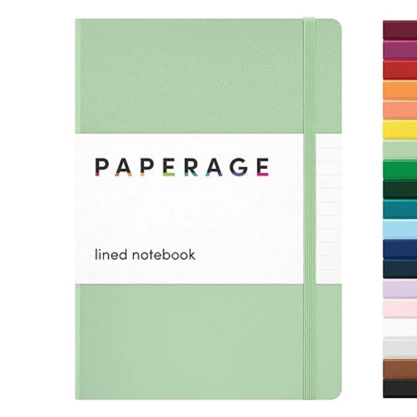 PAPERAGE Lined Journal Notebook, (Sage Green), 160 Pages, Medium 5.6 inches x 8 inches - 100 GSM Thick Paper, Hardcover - Lined 160 Pages - Sage Green