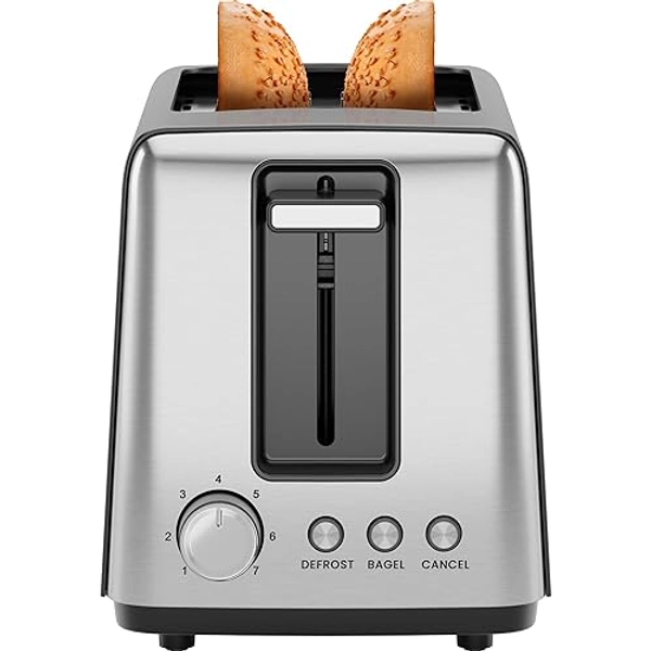 Chefman 2 Slice Toaster, 7 Shade Settings, Small Toaster 2 Slice with Removable Crumb Tray, Thick Bread Toaster and Bagel Toaster, Defrost, Cancel, Perfect for Toaster Pastries – Black - Basic - New