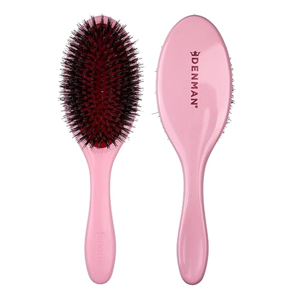 Denman Style & Shine Smoother Hairbrush with Soft Nylon Quill Boar Bristles - For Slick Back, Smoothing, Detangling, Straightening all Hair types. - D81M - Pink Crush