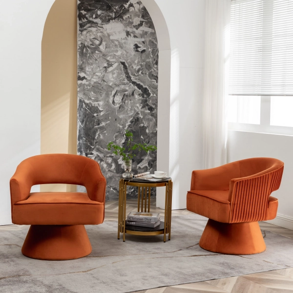 Everly Quinn Chynna 28 inches Wide Velvet Swivel Barrel Chair "& Reviews" | Wayfair