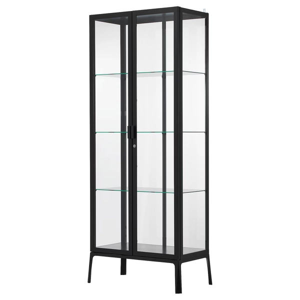 MILSBO Glass-door cabinet, anthracite, 28 3/4x68 7/8" - IKEA