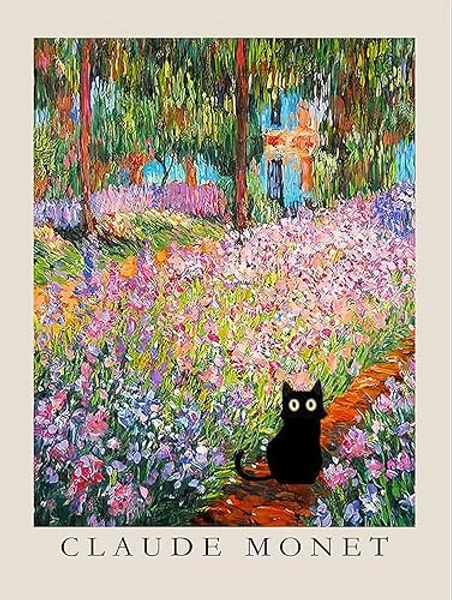 Diamond Painting Kits for Adults,5D Black Cats and Flower DIY Diamond Arts,Diamond Painting Kits for Adults,Round Full Drill Diamonds, Diamond Art Kits for Adults and Home Decor-12x16inch - GM-ZSH-966