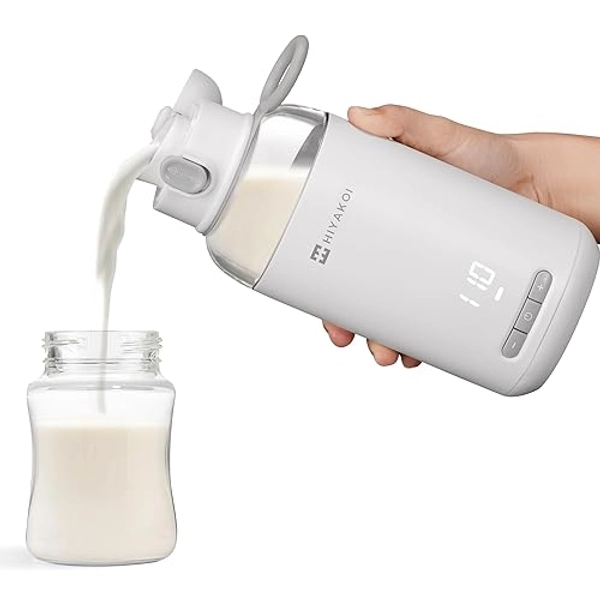 Portable Milk Warmer for Baby Cordless, HIYAKOI Bottle Warmer Fast Heating Breast Milk Water, 9oz Formula Warmer On the Go Road Travel Cars Airplane Use 6H Keep Warming