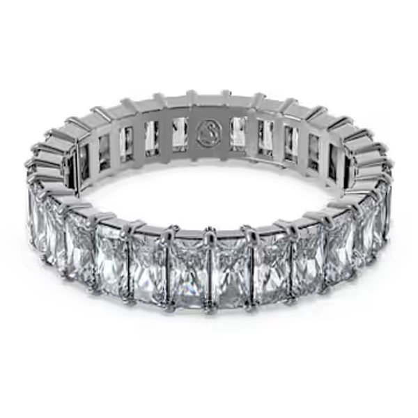 Matrix ring, Baguette cut, Gray, Ruthenium plated