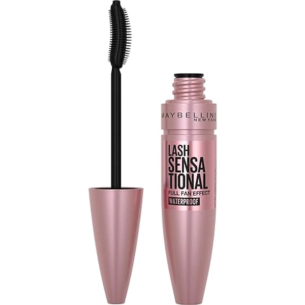 Maybelline Lash Sensational Waterproof Mascara, Lengthening and Volumizing for a Full Fan Effect,Very Black, 1 Count - WATERPROOF - 0.3 Fl Oz (Pack of 1) - VERY BLACK