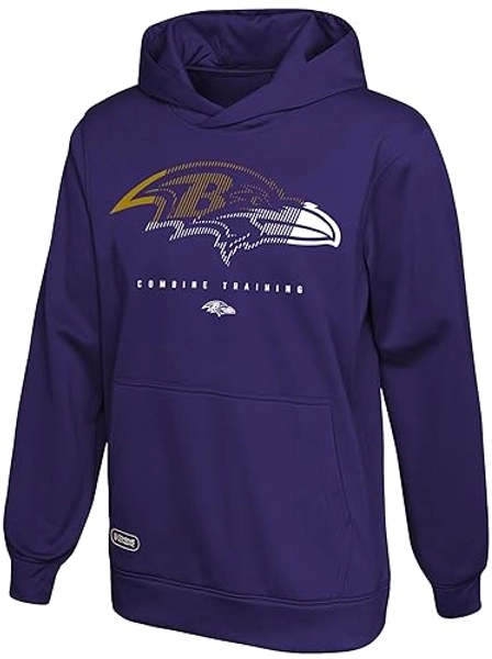 NFL Youth 8-20 Touchdown Team Color Performance Primary Logo Pullover Hoodie - 14-16 - Baltimore Ravens
