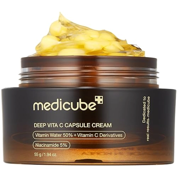 Medicube Deep Vitamin C Golden Capsule Face Moisturizer, 1.94 oz | Liposome Capsules For Wrinkles, Skin Radiance
