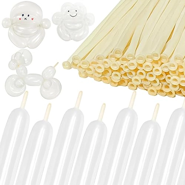 KAWKALSH 260 Balloons Clear, Long Balloons for Balloon Animals, Thickening Skinny Latex Twisting Balloons for Tying Balloon Arch Modeling Magic Clown Birthday Wedding Party Decorations 100pcs Clear - Clear