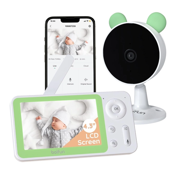BOIFUN Video Baby Monitor with 1080P Camera, WiFi Smart Phone APP Control, Motion & Sound Detection, Invisible Night Vision, Customized Alarm Area, Two-Way Audio, 4XZoom, Compatible for iOS/Android - Large $189.99