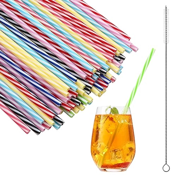 80 Stück Wiederverwendbare Strohhalme, strohhalme plastikStrohhalme,Wiederverwendbar mit Strohhalmbürste, harte Strohhalme für Milchtee, Smoothies, Säfte, Getränke, Cocktails