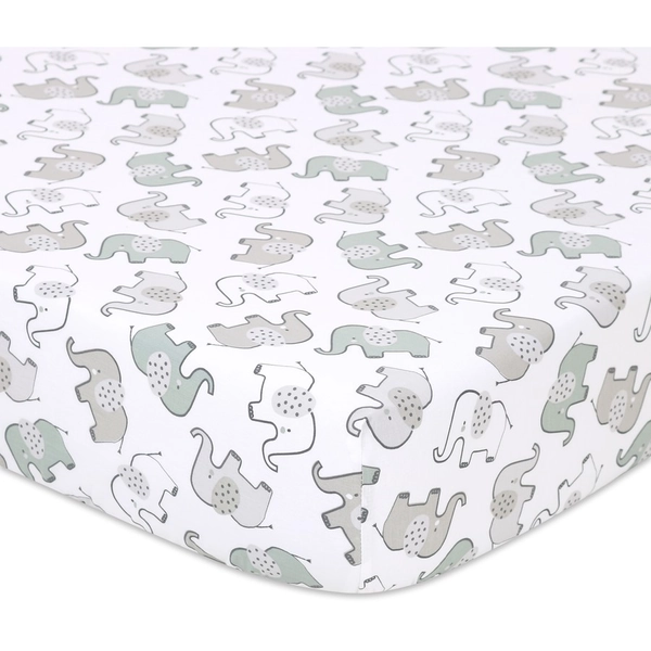 Little Haven Cotton Fitted Cot Sheet - Elephant