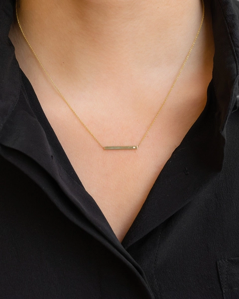 14k Gold Diamond Bar Necklace
