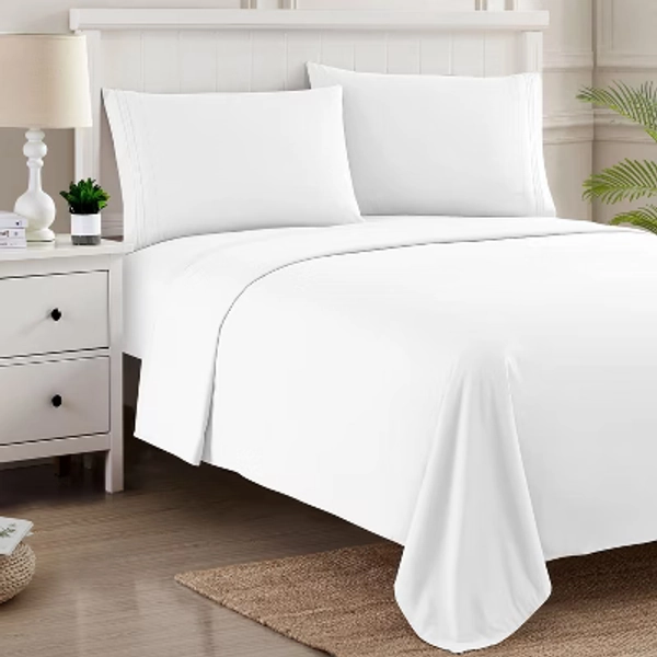 3 Piece Sheet Set, Ultra Soft 1800 Series Collection - Twin Extra Long, White