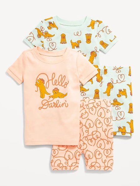 Snug-Fit Graphic Pajama 4-Piece Set for Toddler & Baby