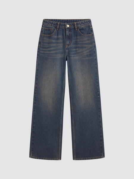 Cider Denim Low Rise Solid Pocket Straight Leg Jeans
