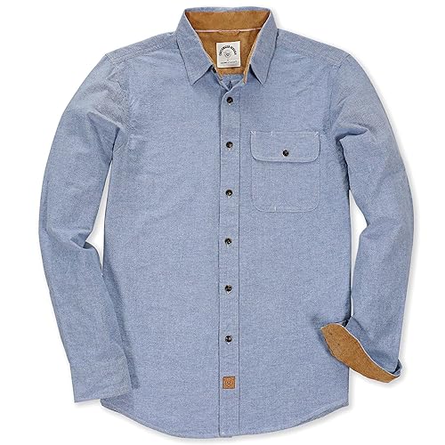 Dubinik Flannel Shirts Long Sleeve Flannel Shirt for Men Casual Button Down Brushed 100% Cotton Shirt - A Sky Blue 1508 - Small