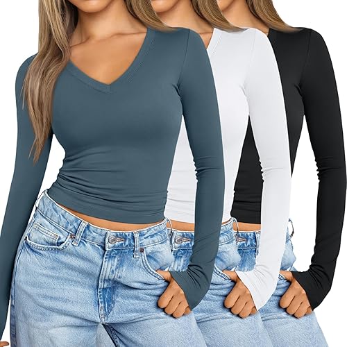 Womens 3 Pack Long Sleeve Shirts 