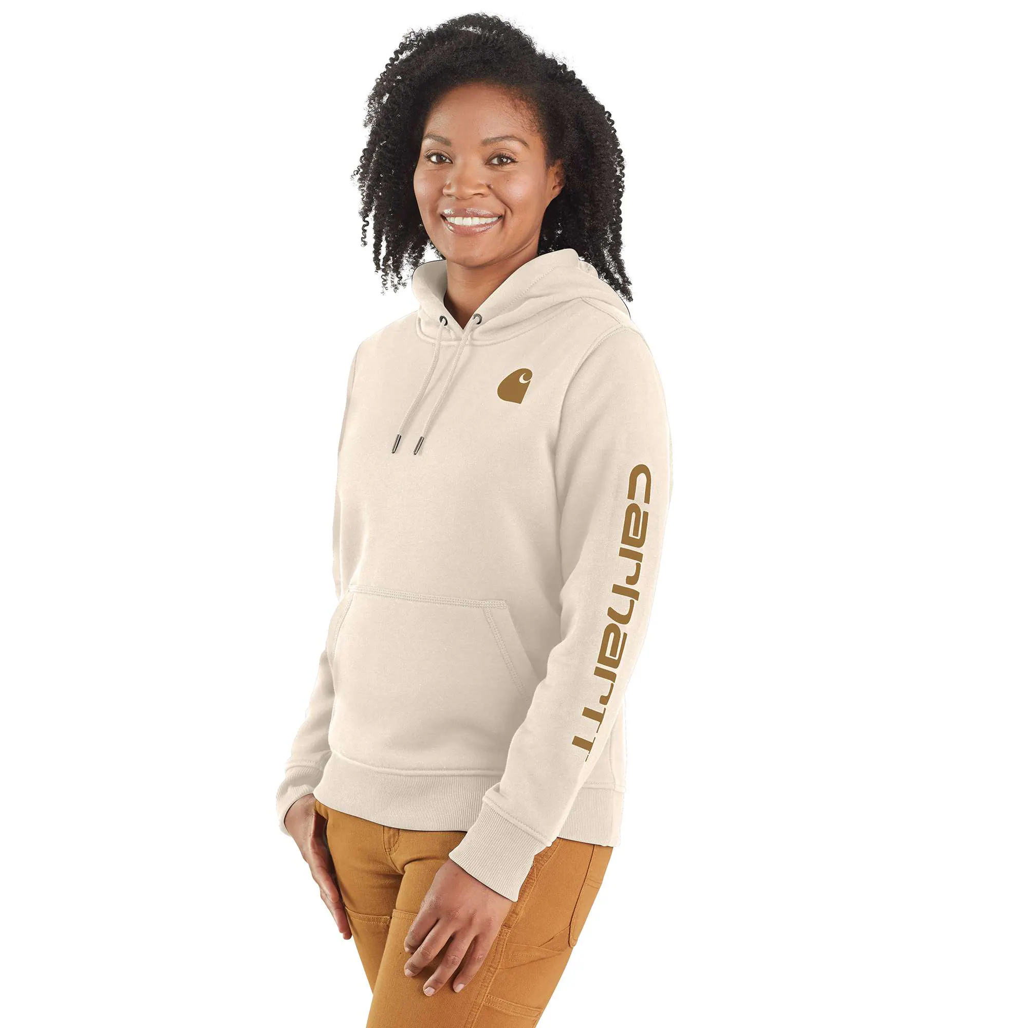 Women's Relaxed Fit Midweight Logo Sleeve Graphic Hoodie