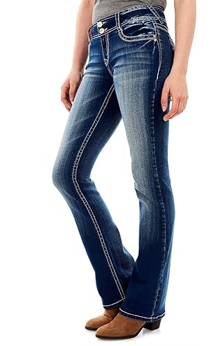 WallFlower Luscious Curvy Bootcut Jeans for Women Mid-Rise Insta Stretch Denim in Petite, Midsize, Plus Size, Juniors Jeans - Standard - 5 Long - Jenna