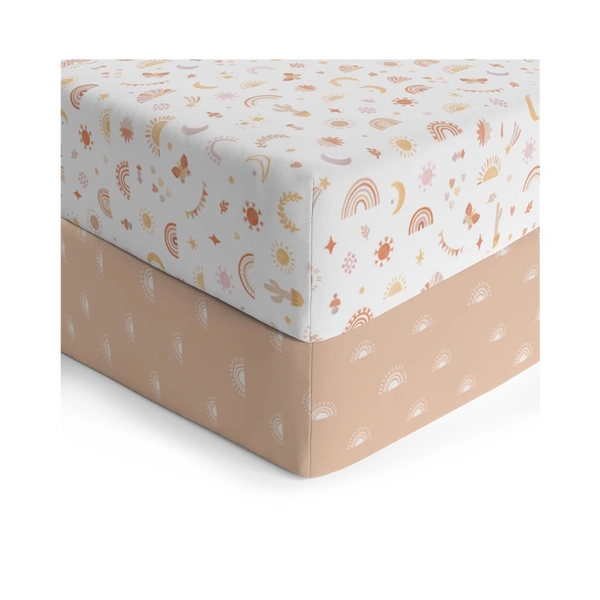 Living Textiles 2 Pack Fitted Sheet Cot Boho Bliss
