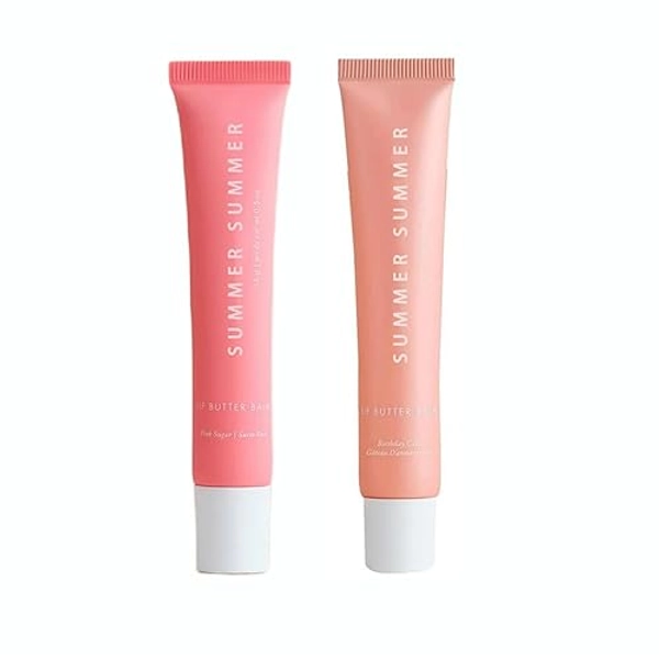 2 PACK Summer Lip Balm Summer Day On Friday Lip Butter Balm Conditioning Lip Care Lip Glossy (Pink Sugar+Birthday Cake, 0.5oz/15g) - Pink Sugar+Birthday Cake - 0.5oz/15g