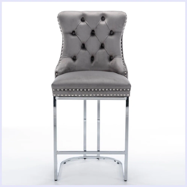 Everly Quinn Counter Dining Chairs Set of 2 with Button Back and Metal Base Legs | Wayfair