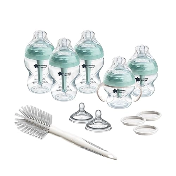 Tommee Tippee Advanced Anti-Colic Grow with Baby Bottle Set, 0m+, 5oz & 9oz Self-Sterilizing Bottles, Slow & Medium-Flow Breast-Like Nipples, Bottle Handles - Grow With Baby - Advanced Anti-Colic: Self Sterilizing