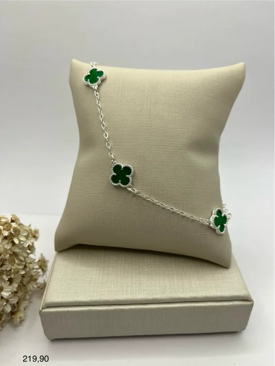 Pulseira 3 trevos verde 